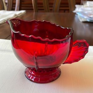 Vintage Martinsville Radiance Ruby red glass footed creamer